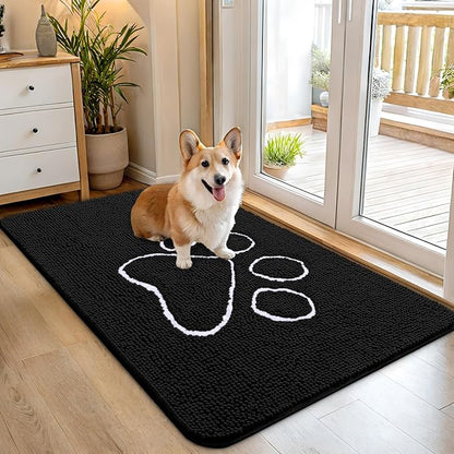 OLANLY Dog Door Mat for Muddy Paws 45x27, Paw Print Design Chenille Mud Mat | by OLANLY
