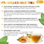FreshDrinkUS, Premium 135 Turmeric Ginger Tea Bags, 100% Natural Ingredients, Hand-made Blend of Turmeric and Ginger Herbal Tea, Eco-conscious Tea Bags. No Sugar, No Caffeine, No Gluten, Vegan.