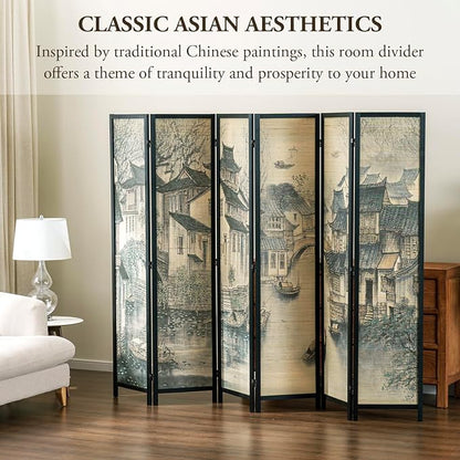 MyGift 6 Panel Room Divider Privacy Partition - Image 2