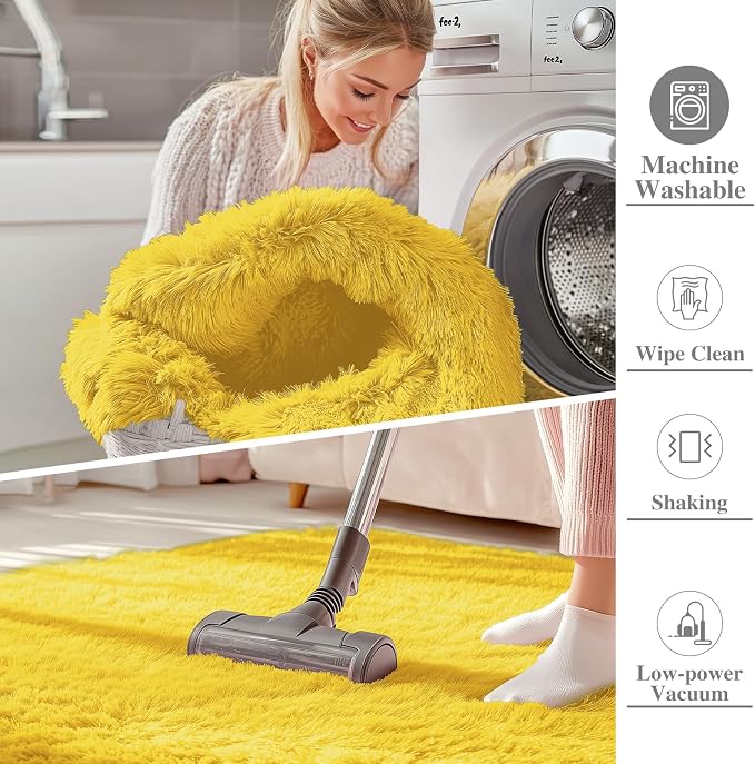 OLANLY 2x3 Machine Washable Small Bedside Rug, Soft Fluffy Shaggy Entryway - Image 2