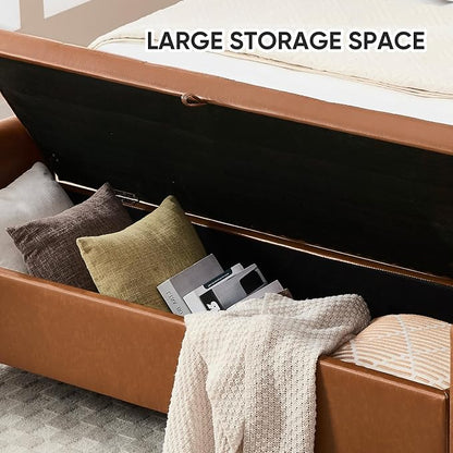 65" End of Bed Storage Bench, Leather Storage Bench - Image 3