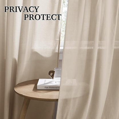 RYB HOME Linen Semi Sheer Curtains - Image 3