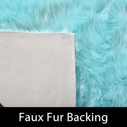 Latepis 5x7 Area Fluffy Faux Fur Rug Shag Sheepskin Light Blue Rugs - Image 3