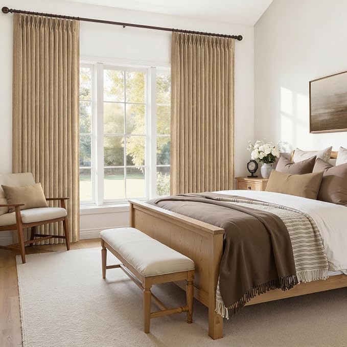 Rust Brown Pinch Pleated Thick Linen Curtains 90 Inches Long - Image 6