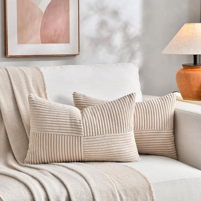 Fancy Homi 2 Packs Tan Lumbar Decorative Throw Pillow Covers 14x22 Inch - Image 5