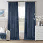 Navy Blue Blackout Linen Curtains 108 Inches Long by Twodrapes
