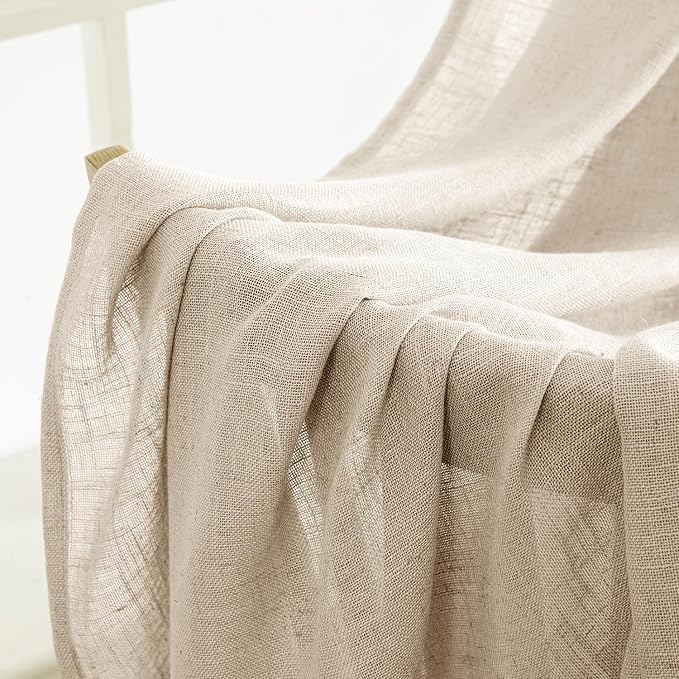MIULEE Light Taupe Linen Curtains 52x72 Inch Length - Image 6