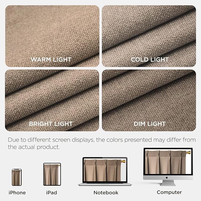 Joydeco Thick Linen Pinch Pleated Curtains 96 Inch Long 2 Panel Set - Image 6