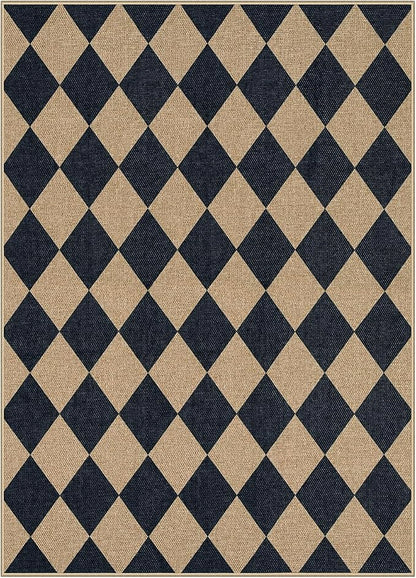 Lahome Checkered Easy Jute 5x7 Area Rugs, Washable Outdoor Patio Rug - Image 9