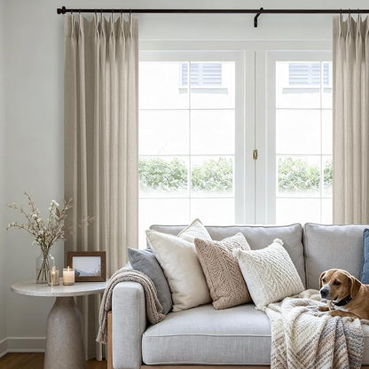 108 Inch Extra Long Curtains Pinch Pleated Linen Burlywood Birch | Greige Taupe - Image 9