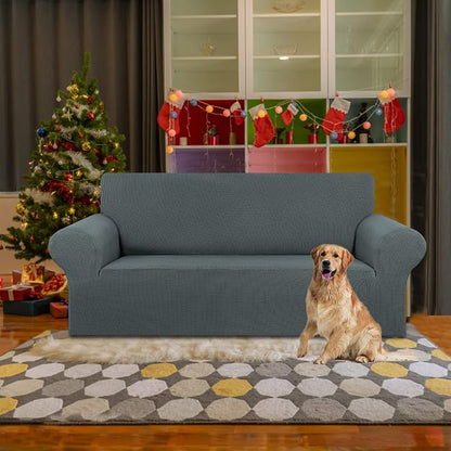 Stretch Loveseat Couch Cover, 2 Cushion Couch Slipcover, Elastic Bottom - Image 2