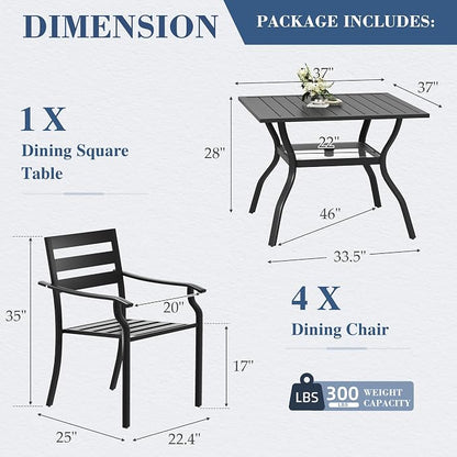 HOMREST 5 Piece Outdoor Patio Dining Set - Image 3