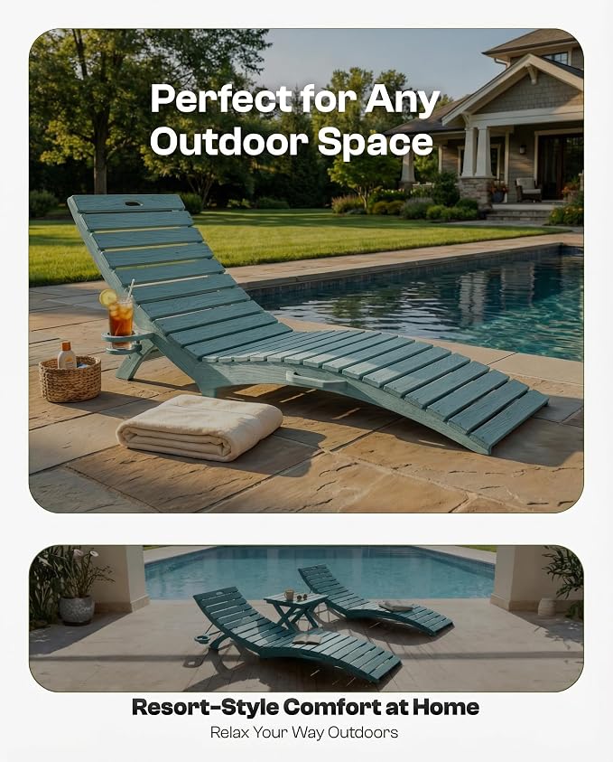 Folding HDPE Outdoor Chaise Lounge - Image 7