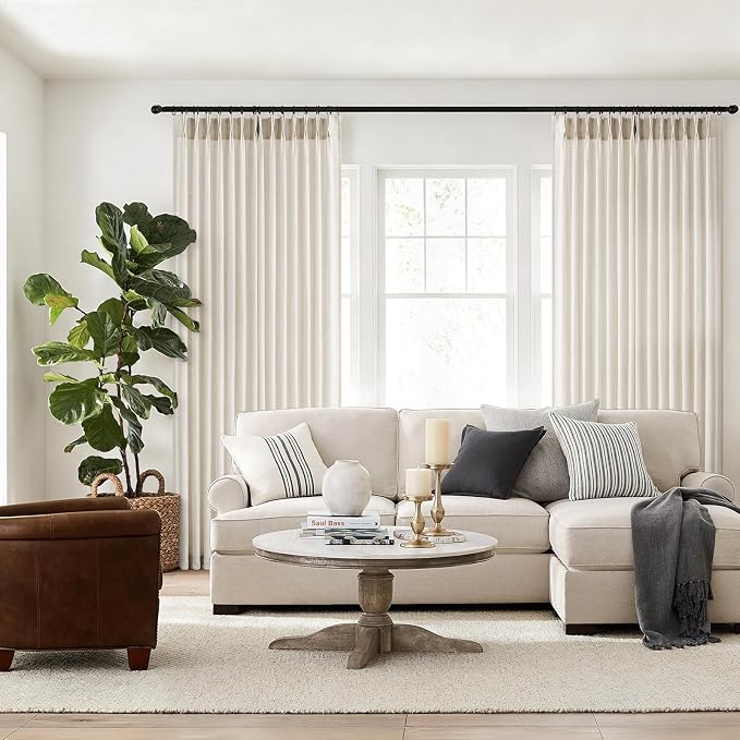 Topfinel 102 Inch Curtains 2 Panels Set, Two Packs Pinch Pleat Back Tab Linen - Image 3