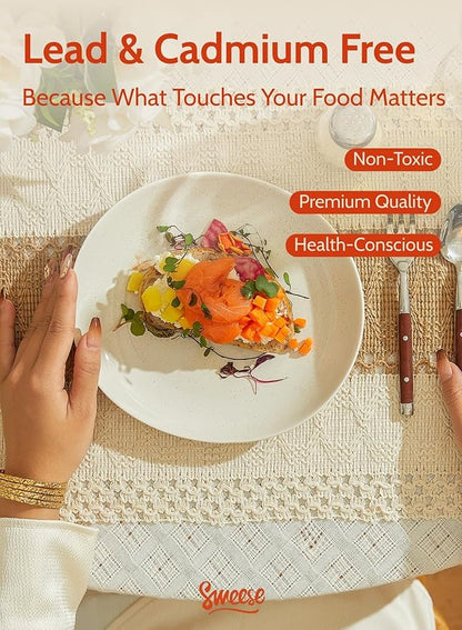 Sweese 7.8" Porcelain Dessert Plates Set, Grey, Set of 6 - Scratch Resistant, Dishwasher Microwave Safe