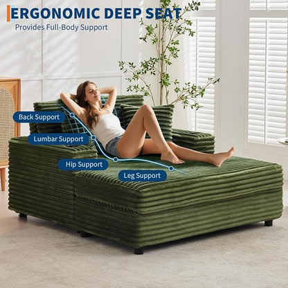 GarveeHome 60-inchOversized Chaise Lounge Chair Indoor, Comfy Corduroy Lounge - Image 7