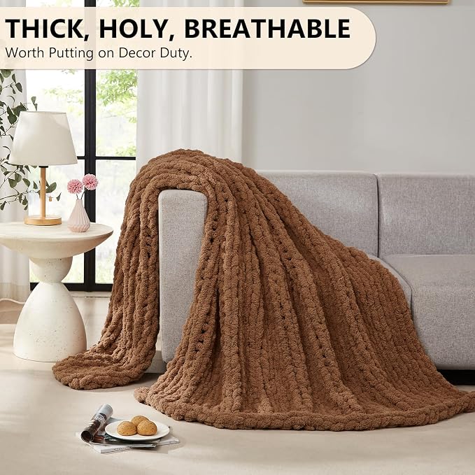 L'AGRATY Chunky Knit Throw Blanket - Image 4