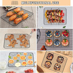 P&P CHEF Cooling Baking Rack Pack of 2, Stainless Steel Cooling Racks for Cooking Baking Roasting Grilling Drying, Dense Wires & Smooth Edge, Easy to clean, Black, 8.6" x 6.2"