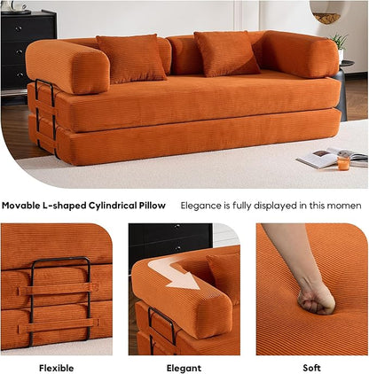 ZEIINPA Convertible Folding Couch Bed, Comfy Corduroy Sleeper Floor Sofa Bed - Image 4