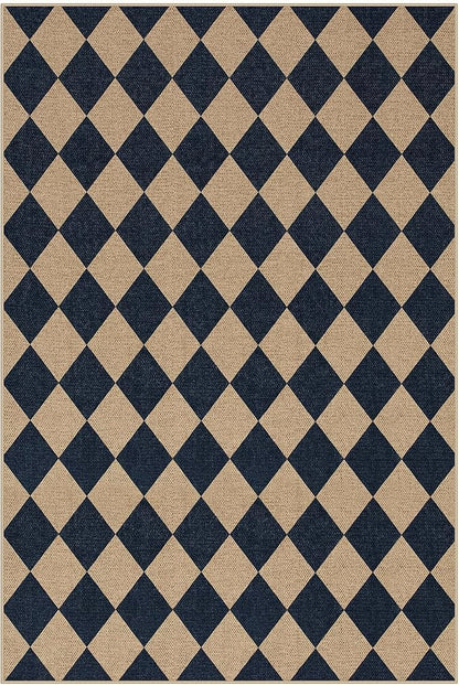 Lahome Checkered Easy Jute Outdoor Patio Rug, 6x9 Living Room Rugs Washable | - Image 9