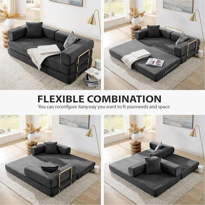 4-in-1 Folding Convertible Sofa Bed, 78 Inch Boneless Couch - Image 3