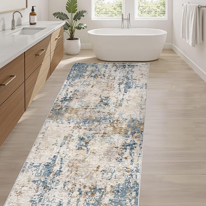 LOONGRUG Runner Rug 3x8 Washable Non-Slip Kitchen Neutral Modern Rug | Abstract - Image 5