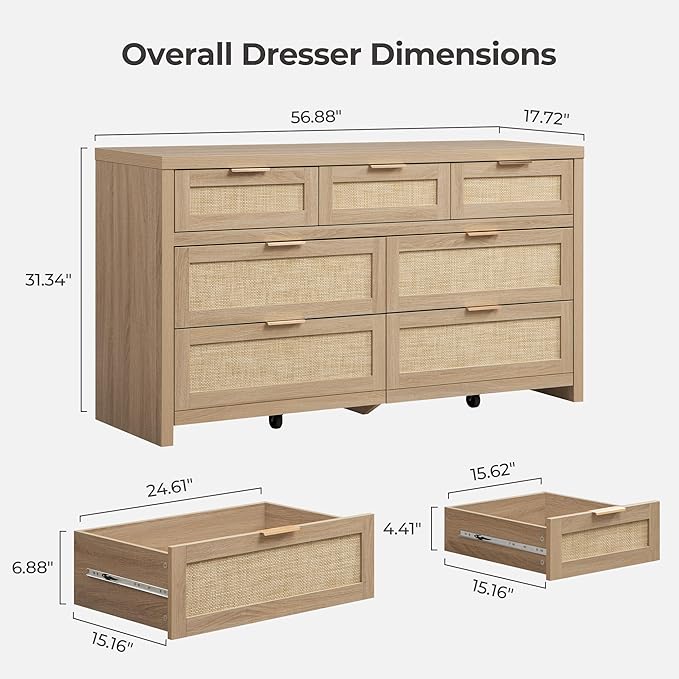 SICOTAS 7 Drawer Dresser for Bedroom, Large Chest of Drawers for Bedroom - Image 3