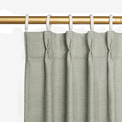 Joydeco Greyish White Pinch Pleated Thick Linen Curtains 96 Inch Long 2 Panel by JOYDECO