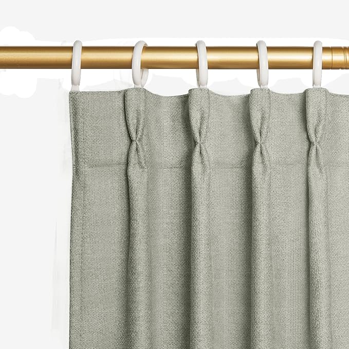Joydeco Greyish White Pinch Pleated Thick Linen Curtains 90 Inch Long 2 Panel by JOYDECO