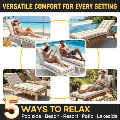 2 Pack 72x21 Inch Folding Chaise Lounge Cushion Quick Dry - Image 6