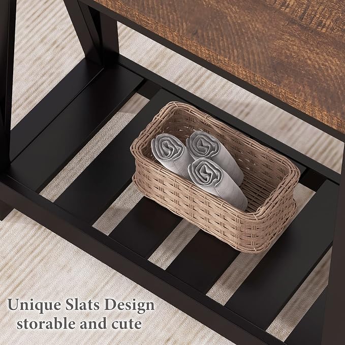 ChooChoo Farmhouse End Table, Rustic Vintage Narrow End Side Table - Image 6