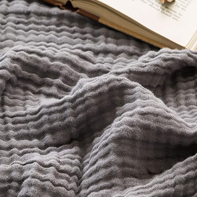 EMME Muslin Blankets for Adults Grey Small Blanket 40" x 50" | Throw Blanket by EMME