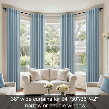 Light Blue Curtains 38 Inch Wide - Image 2