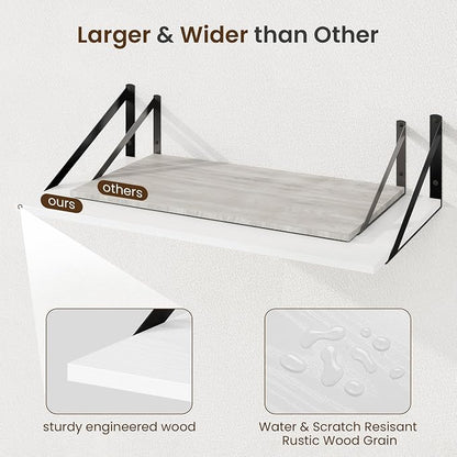 Fun Memories Floating Shelves for Wall, 12 Inch Deep Floating Shelves Set of 2 - Image 6