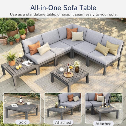 Stoog Modular L-Shaped Sectional Sofa Set, 8-Piece All-Weather Patio Furniture - Image 6
