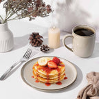 Herogo Ceramic 7.9 Inch Dinner Dessert Plates Set of 6, Small Stoneware Dinnerware Plate Set, Double Reactive Glaze Large Dinnerware Plates for Kitchen, Microwave, Oven & Dishwasher Safe, Cream Khaki
