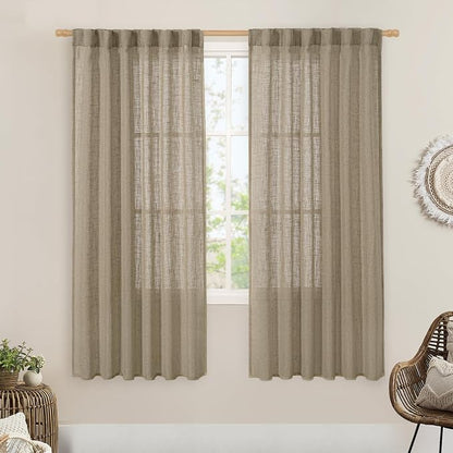 Light Filtering Linen Curtains 68 inches Long by LAMIT