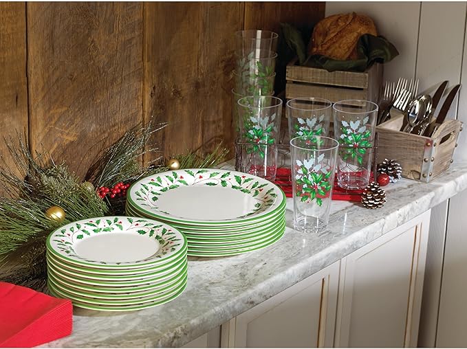 Lenox 863669 Holiday 4-Piece Melamine Dinner Plate Set, Christmas Dinnerware, Hosting (Pack of 4)