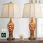 Set of 2 Rustic Table Lamps for Living Room Bedroom, 2 USB Ports 25'' Vintage by Reyokale