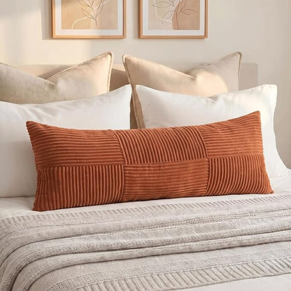 Fancy Homi Set of 2 Rust Boho Long Lumbar Body Decorative Throw Pillow Cover - Image 7