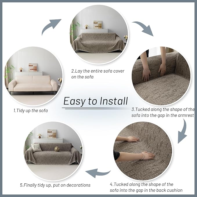 MYSKY HOME Couch Covers for 3 Cushion Couch Sofa, Sectional Couch Cover L Shape - Image 7