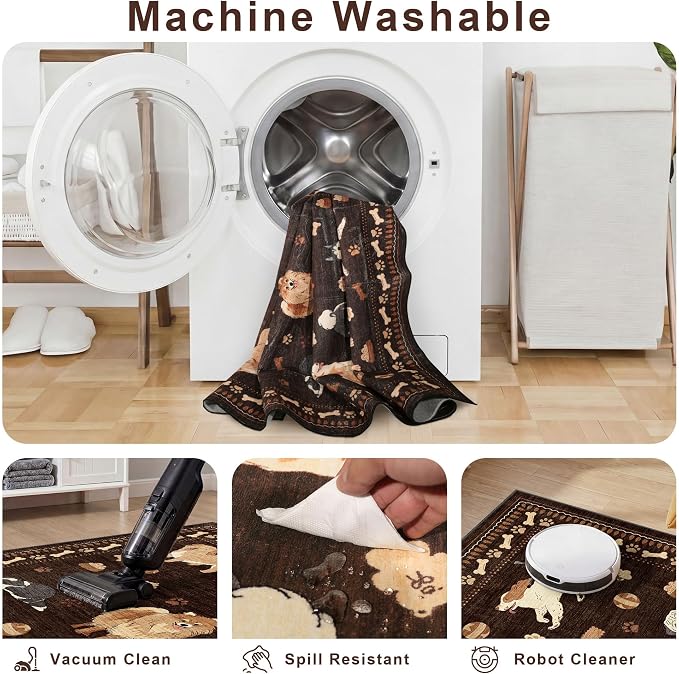 DUKINO 5x7 Area Rugs, Washable Dog Rug - Image 8