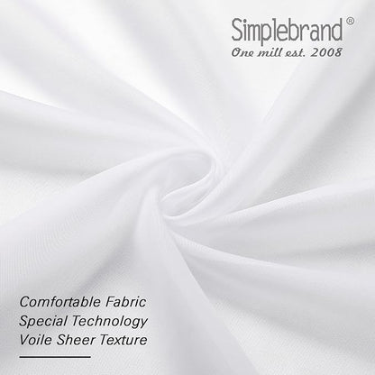 Simplebrand White Short Sheer Kitchen Cafe Curtains 36-42 Inch, Tier Rod Pocket - Image 6