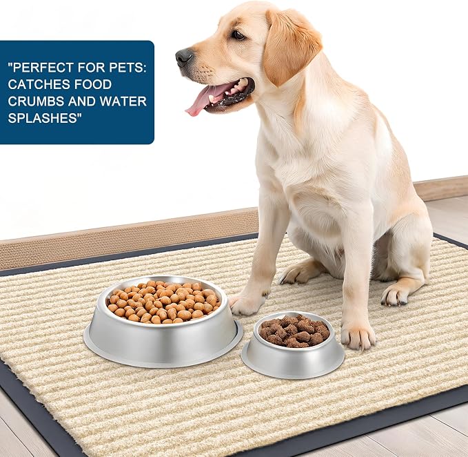 OLANLY 2-Pack Front Door Mats 47x32, Waterproof Heavy-Duty Doormats | Beige - Image 6