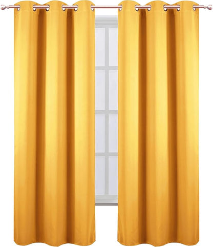 Yellow Thermal Blackout Curtains/38 x 84 Inch/Set of 2 Panels Room Darkening - Image 2