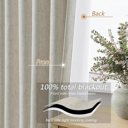 Extra Long 100% Blackout Linen Curtains - Image 4