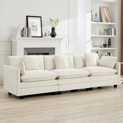 111'' Sectional Cloud Deep Seat Couch, Modern Comfy Chenille Modular Sectional - Image 7