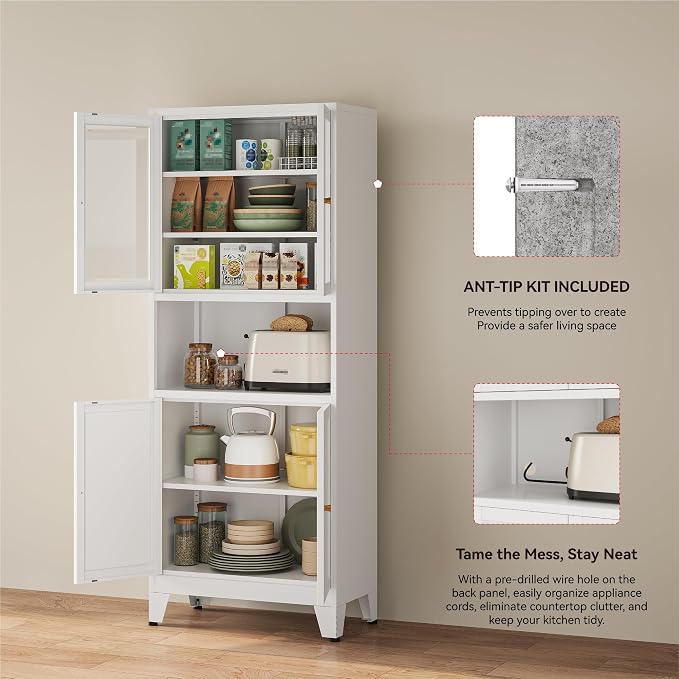 YAUWOH 69" Tall Metal Pantry Cabinet - Image 5