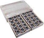 HTB K Cup Holder Compatible with K Cups, Coffee Pod Holder Holds Up 30 Cups, K Cup Organizer Storage Drawer Wood K Cup Drawer Vintage White