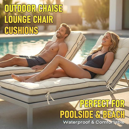 2 Pack 80x26 Inch Folding Chaise Lounge Cushion Quick Dry - Image 2